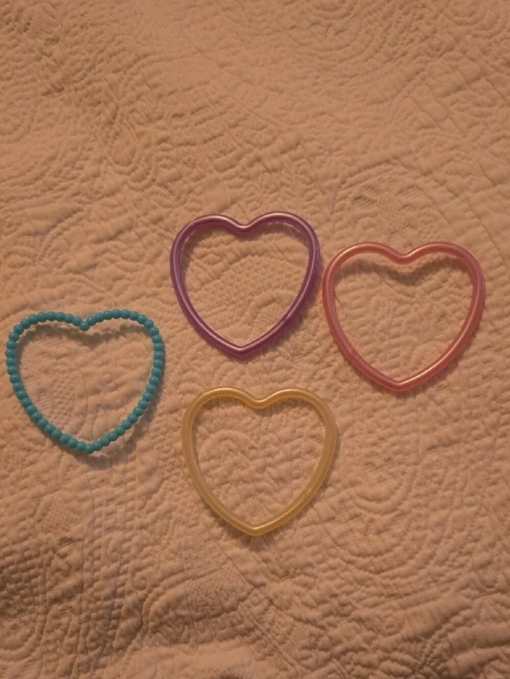 Pastel Heart Bangle Bracelet Set for Kids — Pink, Purple, Blue, Yellow